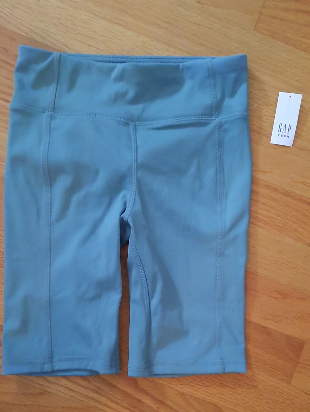 NWT Sz 10 GAP Teen Dusty Teal Green High-Rise Bike Shorts Large